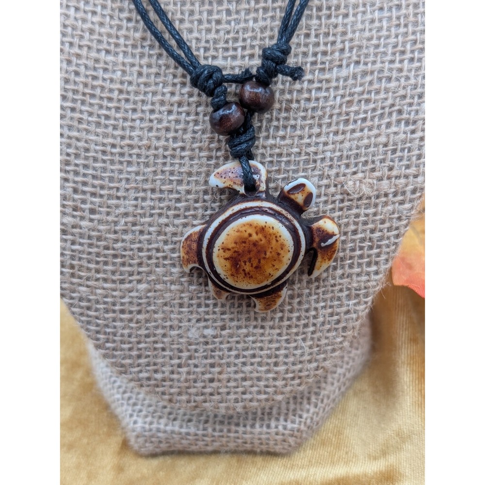 Sea Turtle Pendant Necklace Adjustable Cord Beach Boho Ocean Jewelry Adjustable